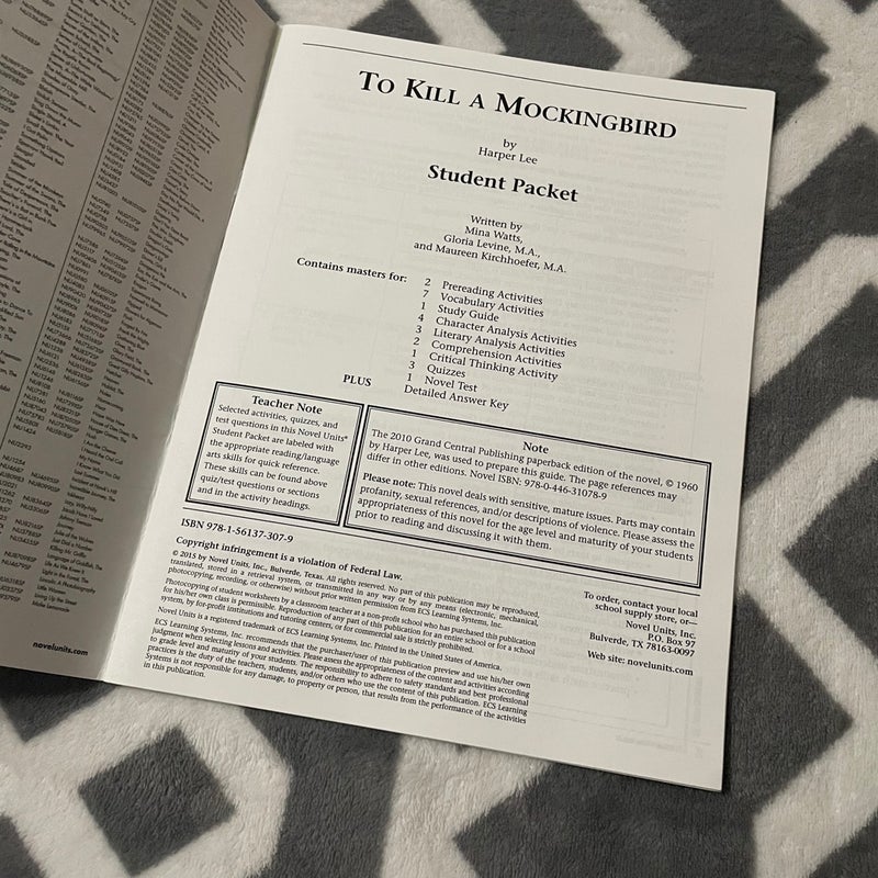 To Kill a Mockingbird Novel Units Student Packet