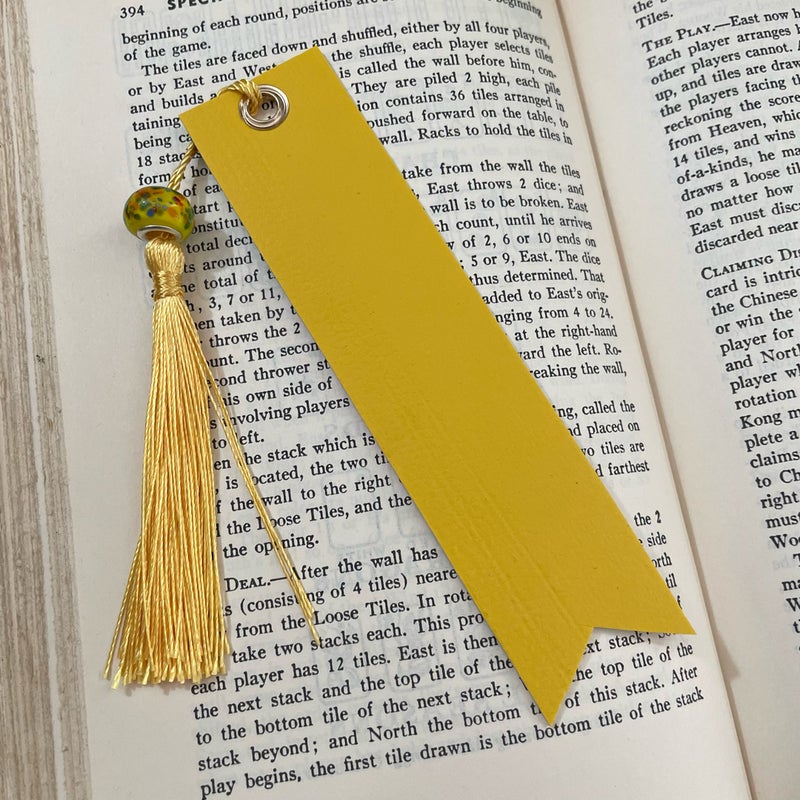 Tye-dye Faux Leather Bookmark with Glass Bead