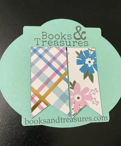Floral Magnetic Bookmarks Pink, Blue, and Gold