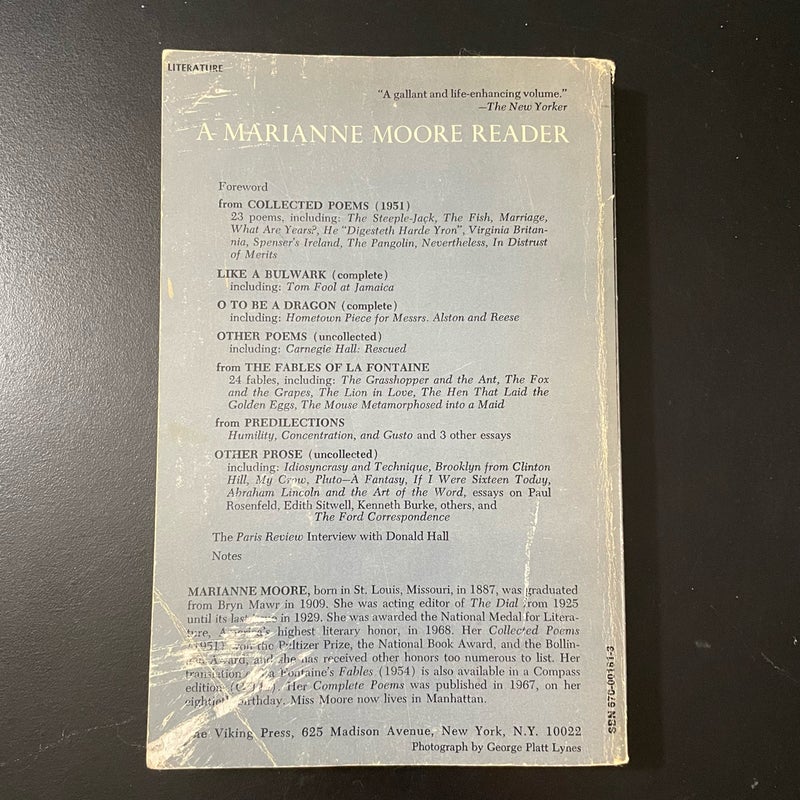 A Marianne Moore Reader 