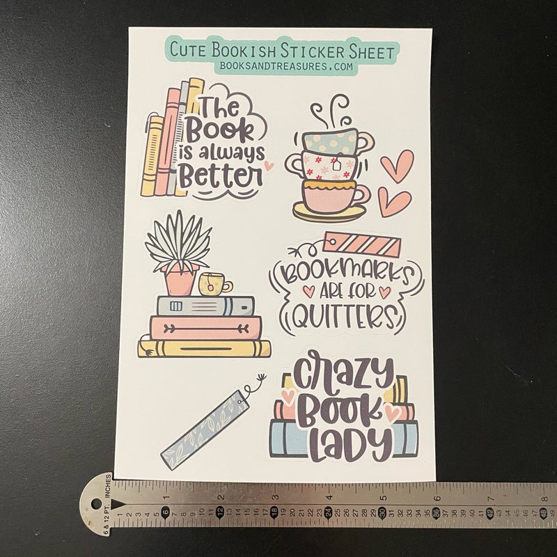 Books & Tea Bookish Vinyl Sticker Sheet