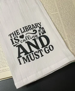  The Library is Calling Bookish Tea Kitchen Towel
