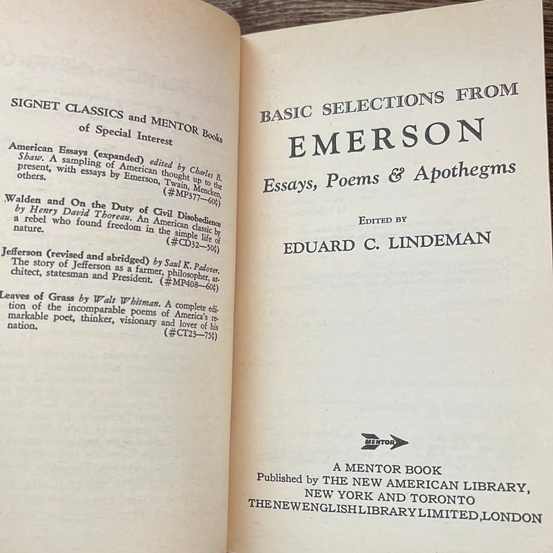 The Wisdom of a Great American: Basic Selections from Emerson