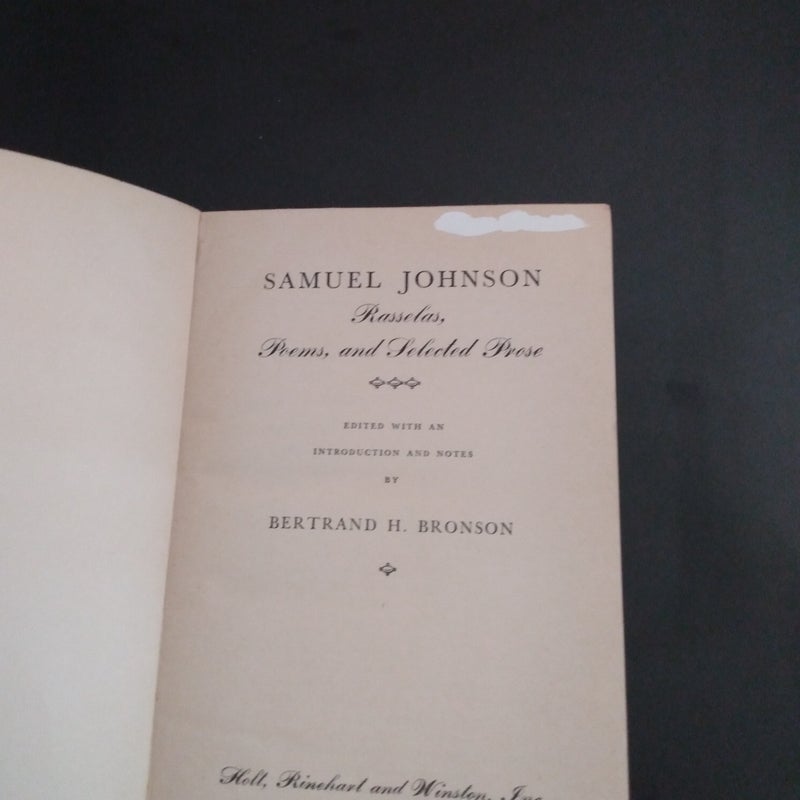 Samuel Johnson Rasselas, Poems and Selected Prose