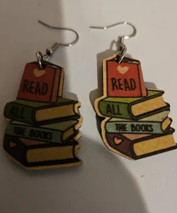 Read All The Books Wood Earrings 