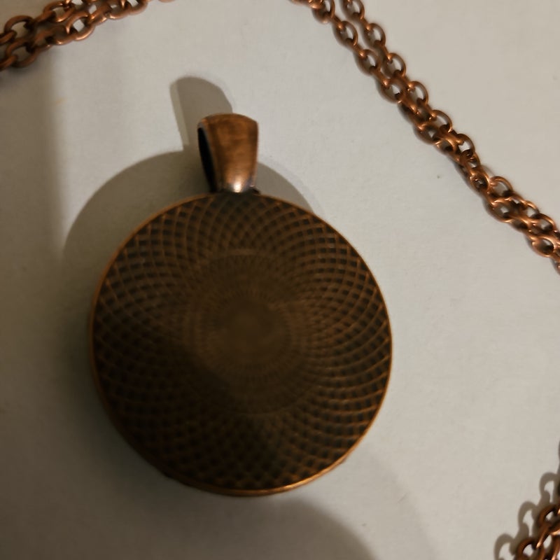 Library photo pendant red copper necklace 