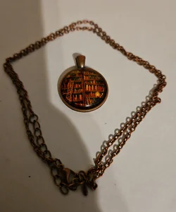 Library photo pendant red copper necklace 