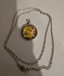 Fairy & frog pendant with silver chain