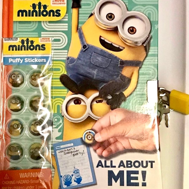MINIONS All About Me Diary With Puffy Stickers & Key