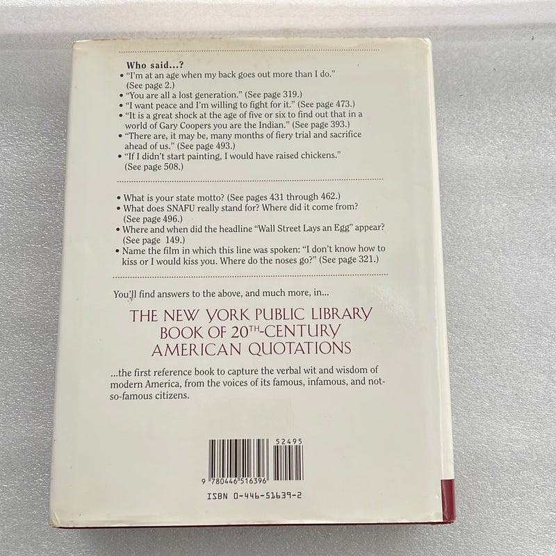 The New York Public Library Book of 20th Century American Quotations