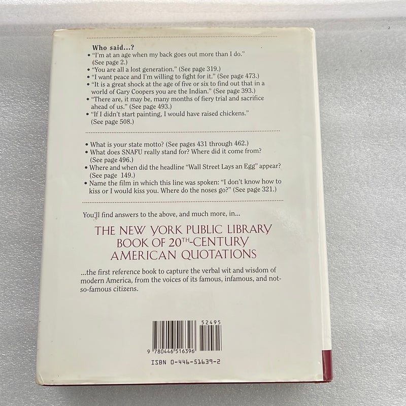 The New York Public Library Book of Twentieth-century American Quotations