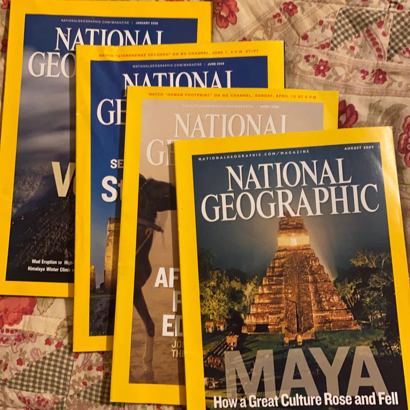 Four National Geographic magazines 
