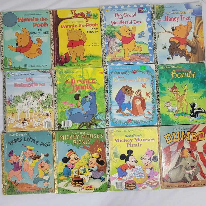 Walt Disney Golden Books Vintage Lot of 12