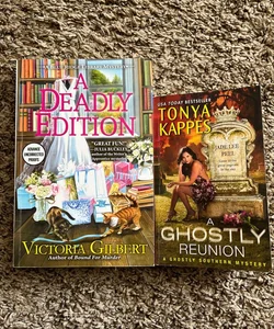 2 mystery books:  A Ghostly Reunion & ADeadly Edition