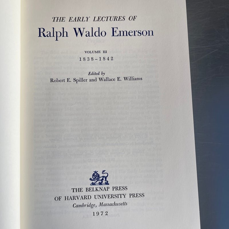 The Early Lectures of Ralph Waldo Emerson