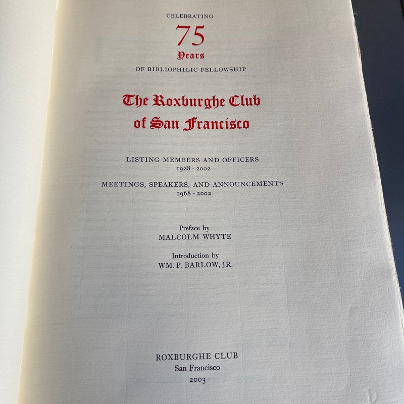 Roxburghe Club 75 Years
