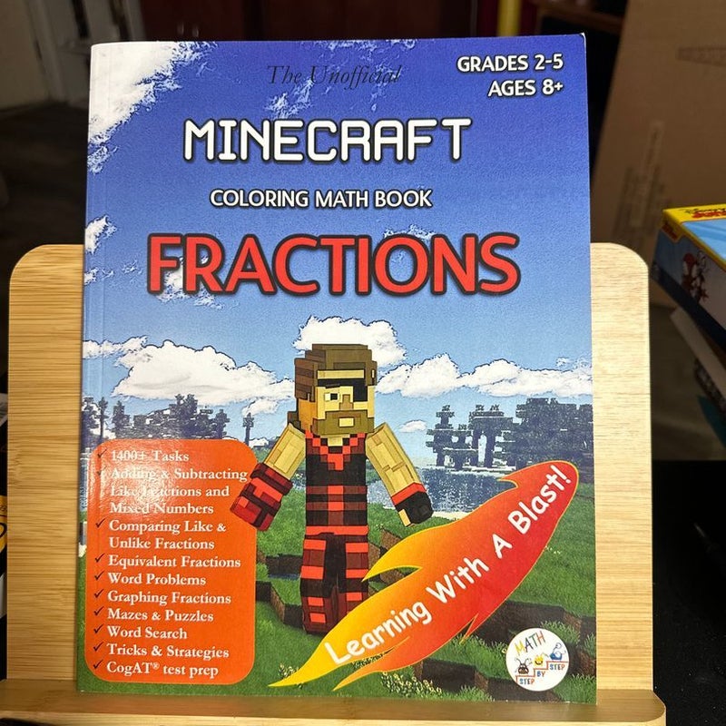 Minecraft Coloring Math Book Fractions Grades 2-5 Ages 6-8