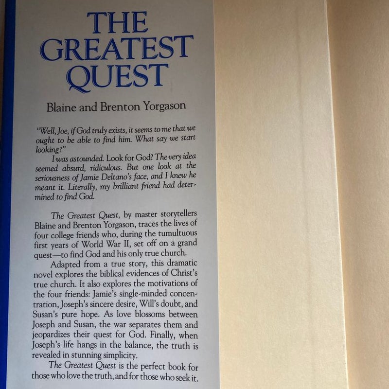 The greatest quest A Novel