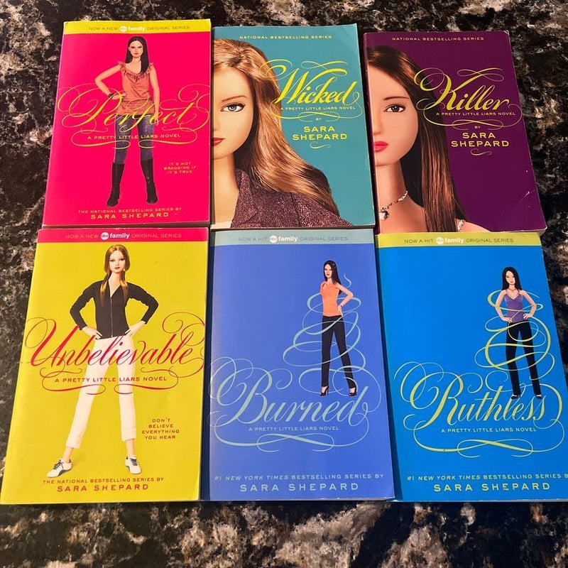 Pretty Little Liars lot of 6: Perfect, Wicked, Killer, Unbeleivable, Burned, Ruthless