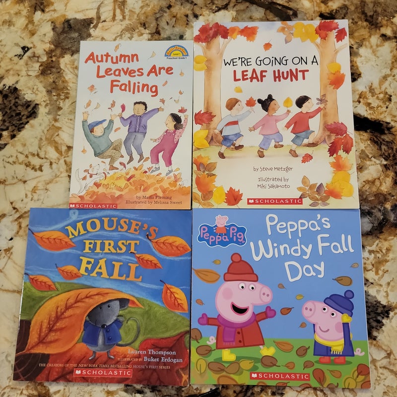 Fall Scholastic Bundle - Peppa's Windy Fall Day, Autumn Leaves are Falling, We'er Going on Leaf Hunt, Mouse's First Fall