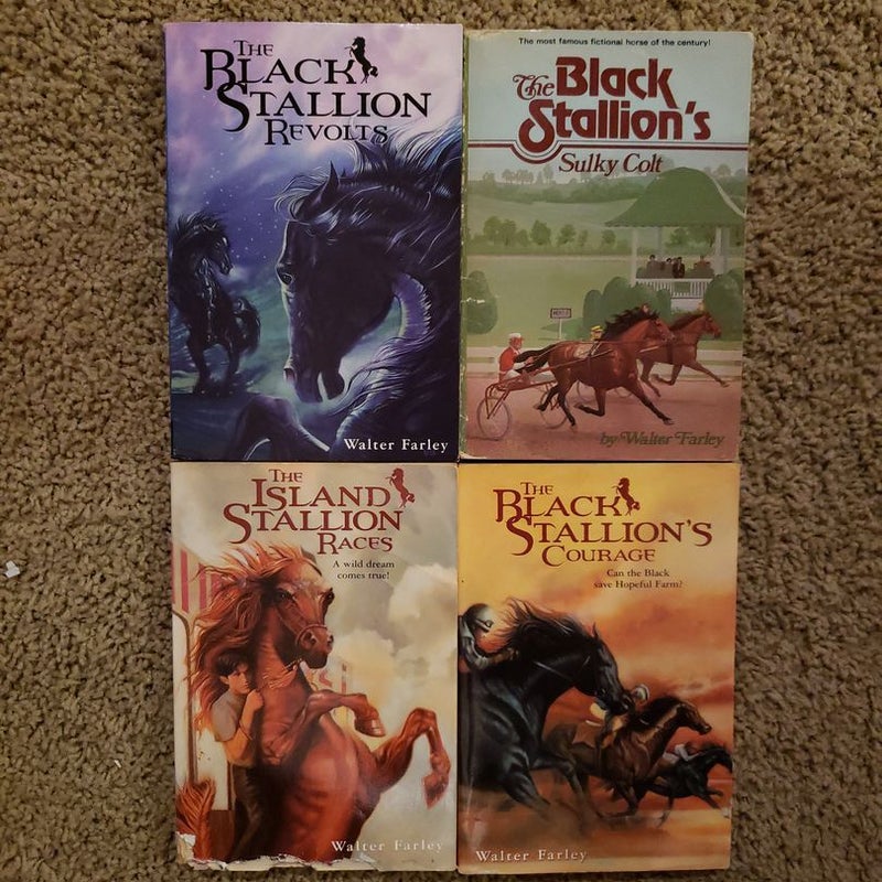 (4 books) The Black Stallion Sulky Colt, Races, Revolts, Courage Walter Farley