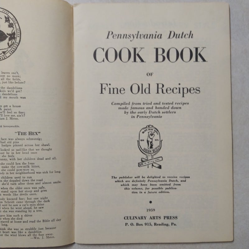 Pennsylvania Dutch Cook Book of Fine Old Recipes 
