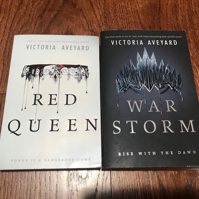 Lot Of (2) Red Queen + War Storm, Paperback, YA Fantasy Romance Series