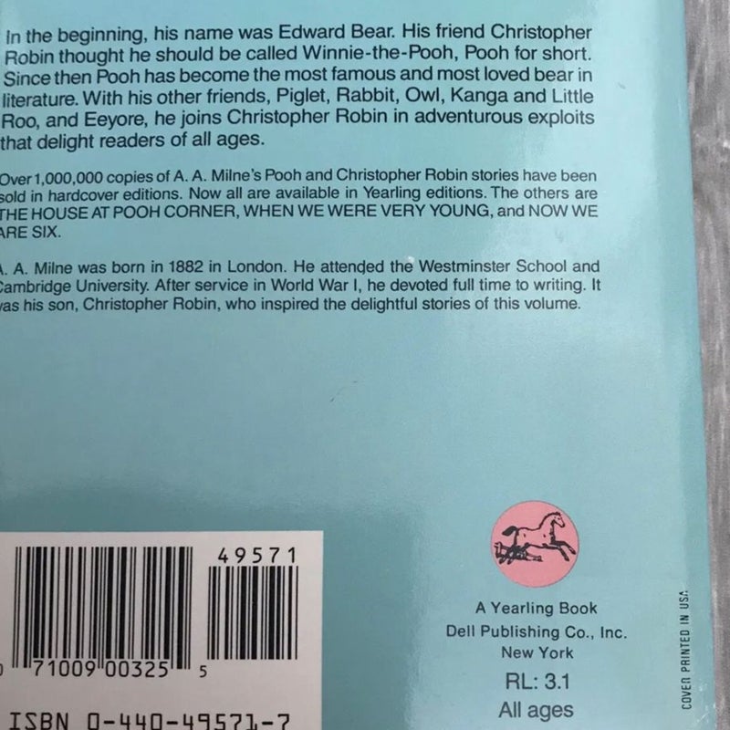 1981 Winnie The Pooh by A.A. Milne 60th Anniversary Dell Yearling paperback