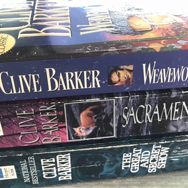 Lot Of (3) Clive Barker VTG Horror Fantasy novels ~ Sacrament, The Great And Secret Show, Weaveworld