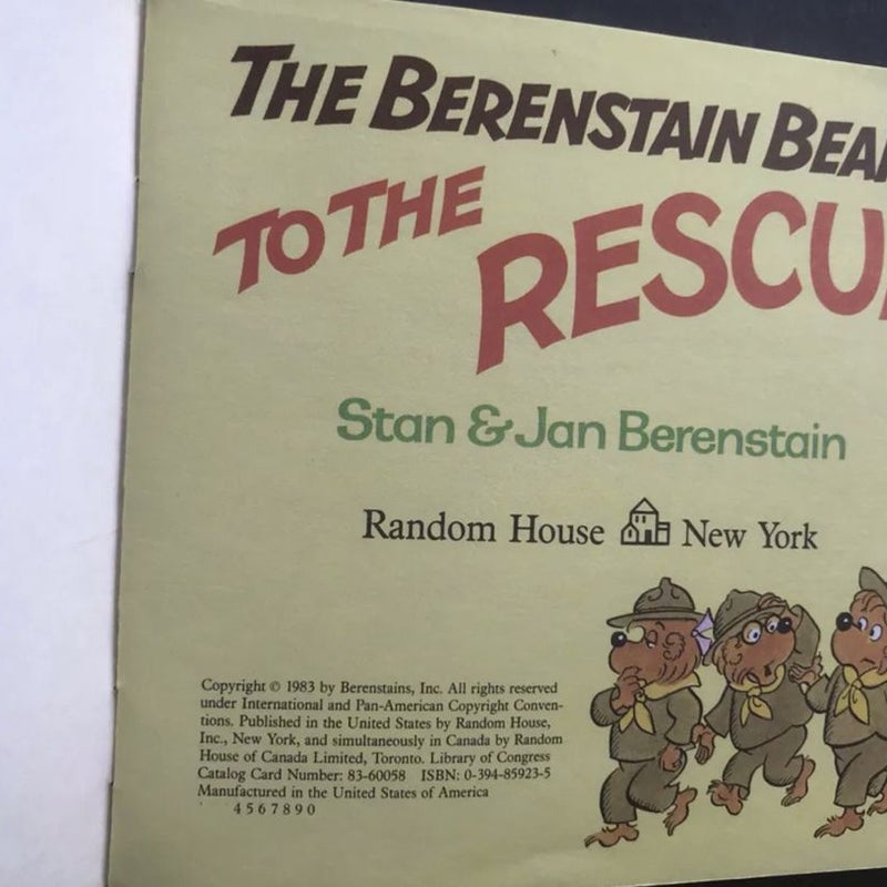 1983 THE BERENSTAIN BEARS TO THE RESCUE, Pocket Paperback HTF Vintage 5.5” EUC