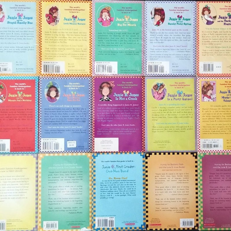 SET OF 15 SCHOLASTIC JUNIE B. JONES BOOKS BARBARA PARK EARLY 1990s CHECKERED BORDER COVERS LOT #2