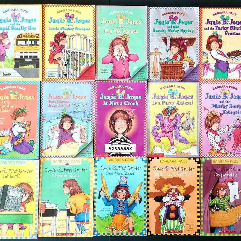 SET OF 15 SCHOLASTIC JUNIE B. JONES BOOKS BARBARA PARK EARLY 1990s CHECKERED BORDER COVERS LOT #2