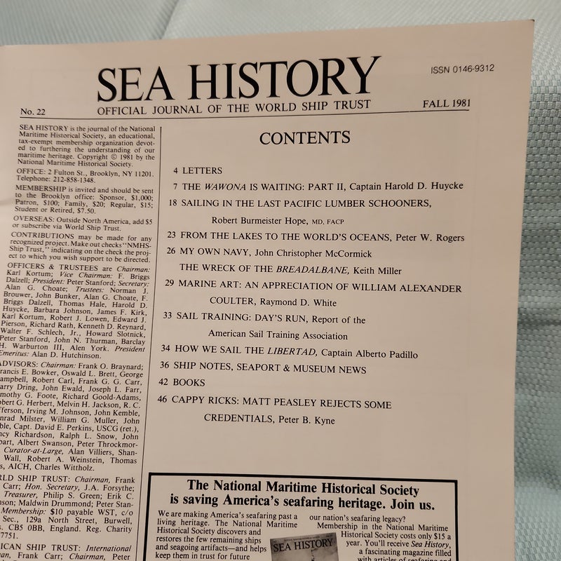 Sea History, #22, Fall 1981