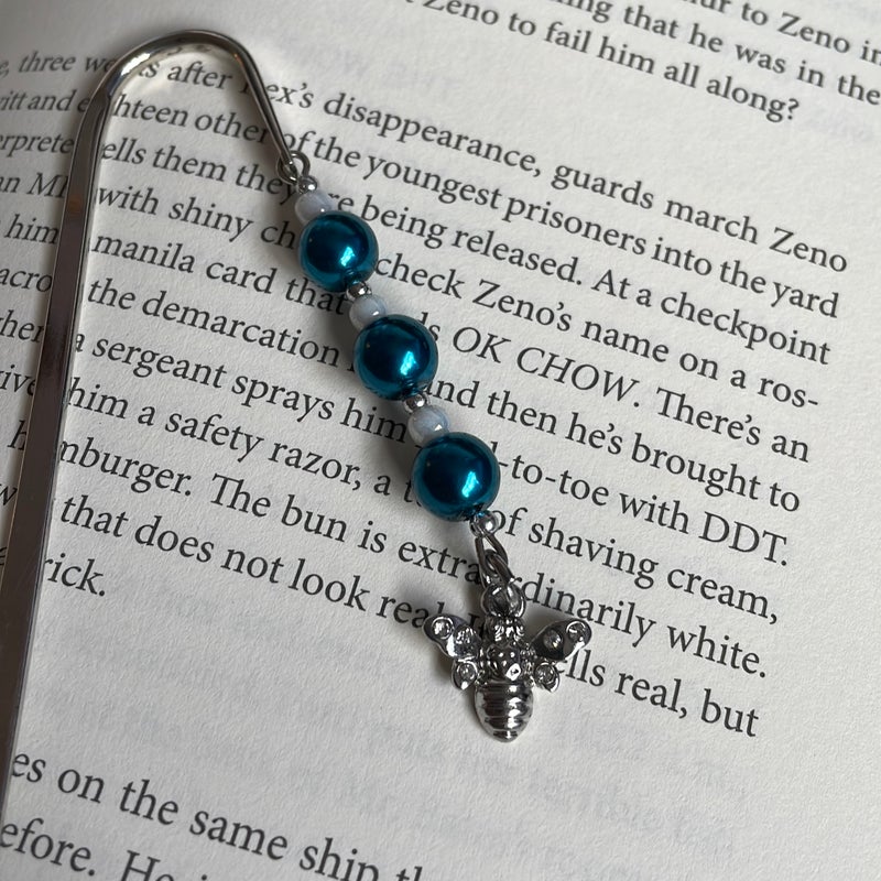 Silver & Blue Bee Bookmark