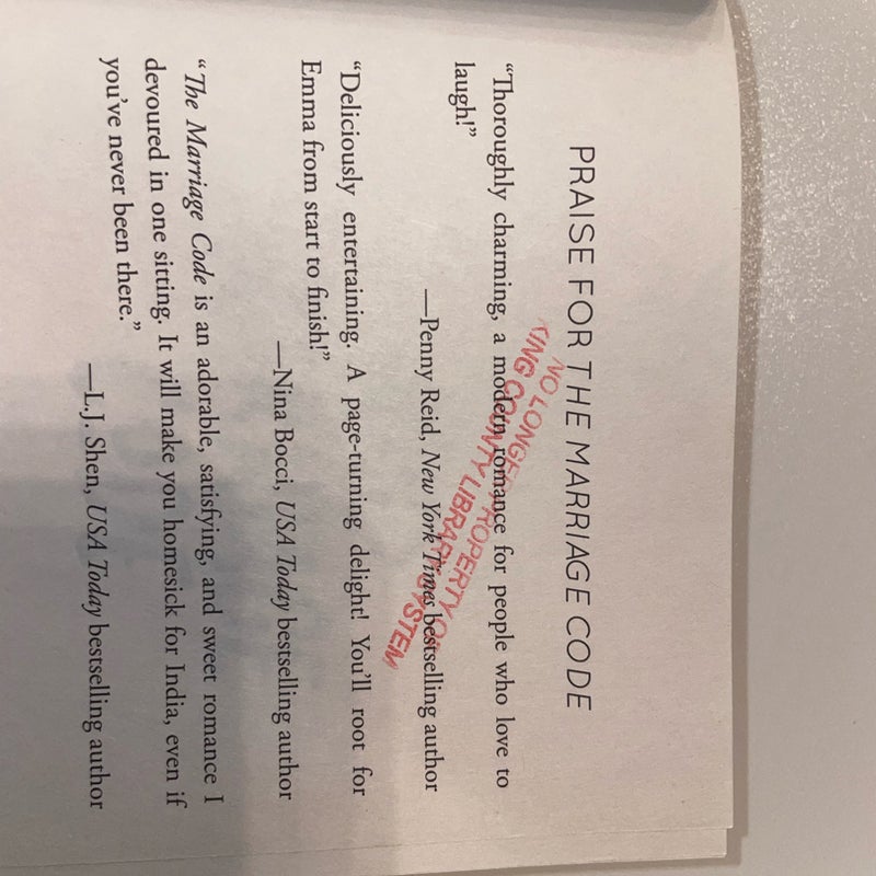 The Marriage Code (ex library)