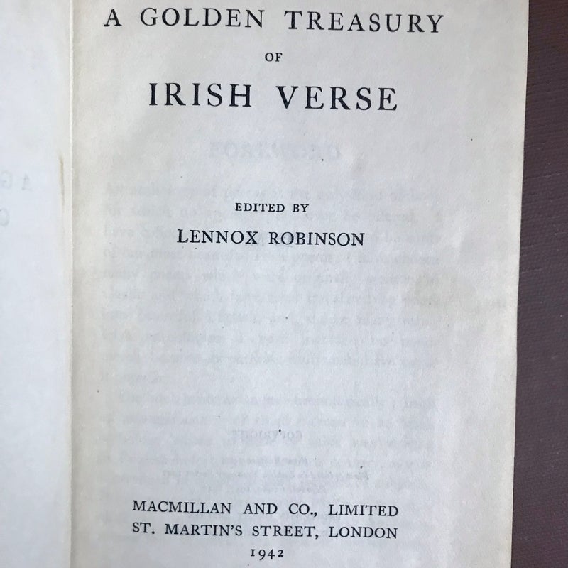 A Golden Treasury of Irish Verse