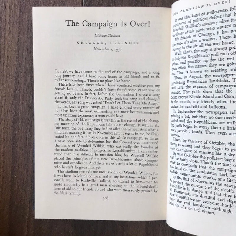 SIGNED—Major Campaign Speeches of Adlai E. Stevenson, 1952