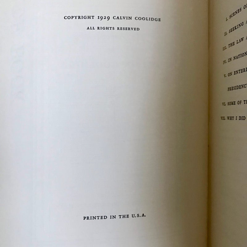SIGNED—The Autobiography of Calvin Coolidge