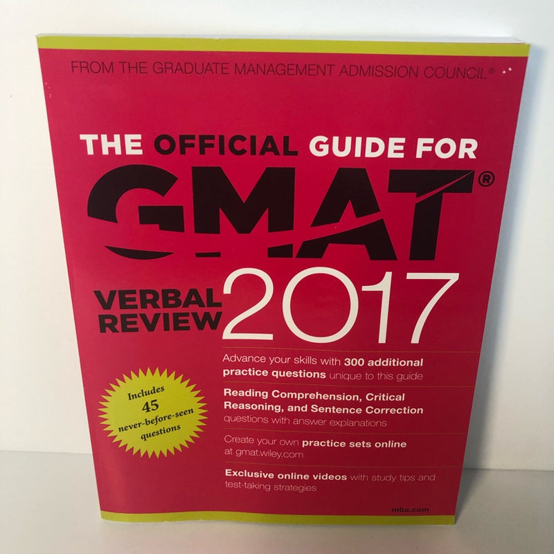 The Official Guide for GMAT Verbal Review 2017 with Online Question Bank and Exclusive Video