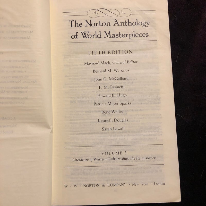 The Norton Anthology of World Masterpieces 5th Edition Vol. 2