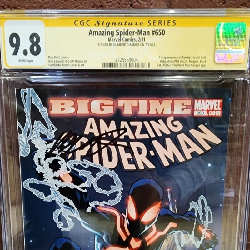 Marvel Amazing Spider-man 650 CGC 9.8 SS Ramos 2011 Key 1st Stealth Suit