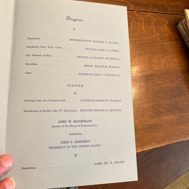 1963 The All New England Salute Dinner to John F. Kennedy