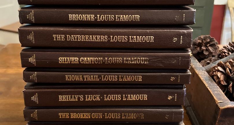 Louis L'amour Collection Set of 15 Volumes Leatherette Hardcovers; Where  The Long Grass Blows (x2)