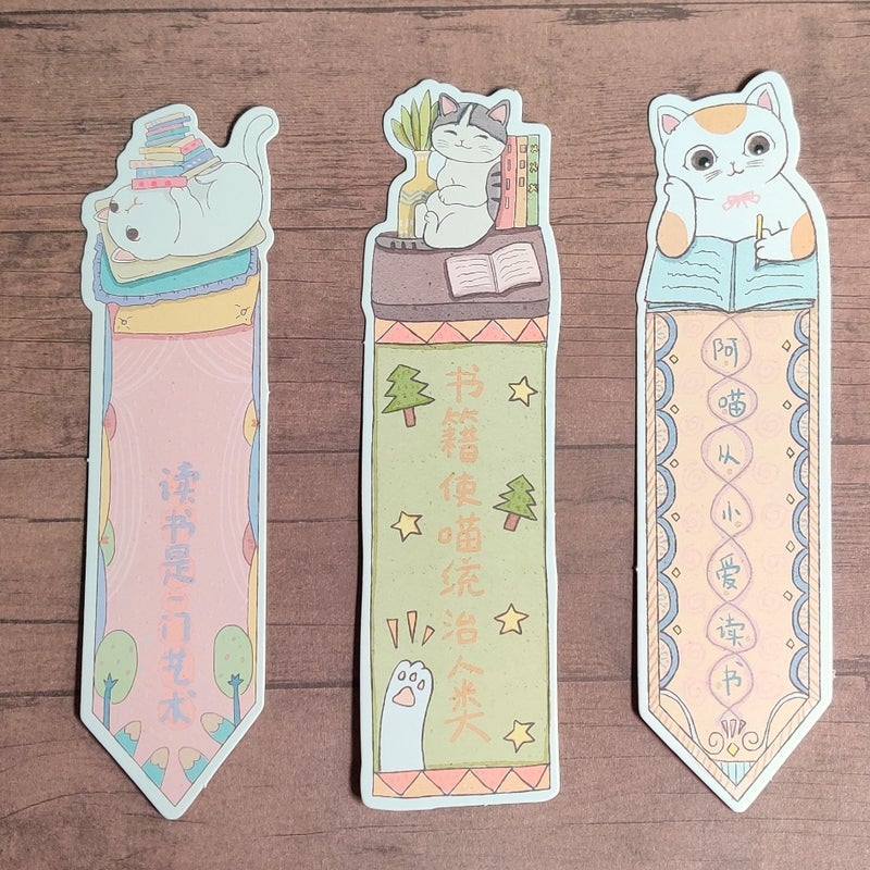 Cat Themed Bookmark Set 4