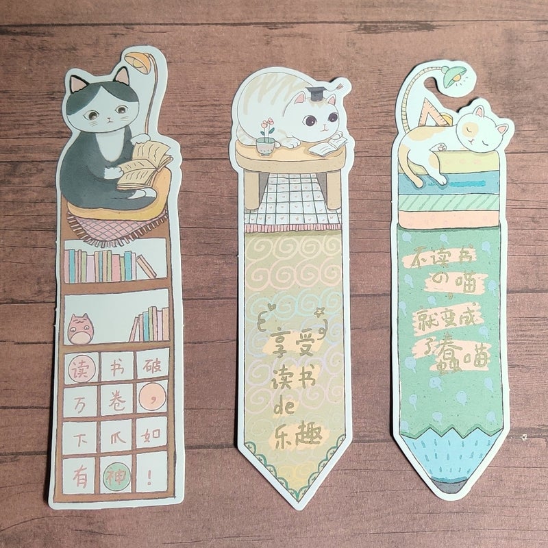 Cat Themed Bookmark Set 6