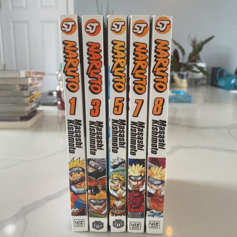 Naruto, Vol. 1, Vol. 3, Vol. 5, Vol. 7, & Vol. 8
