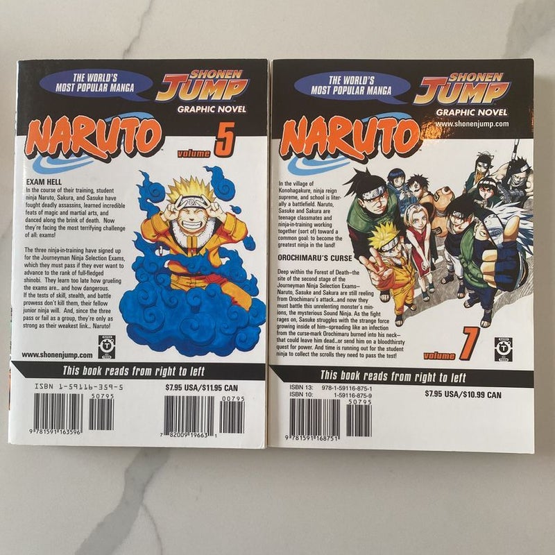 Naruto, Vol. 1, Vol. 3, Vol. 5, Vol. 7, & Vol. 8