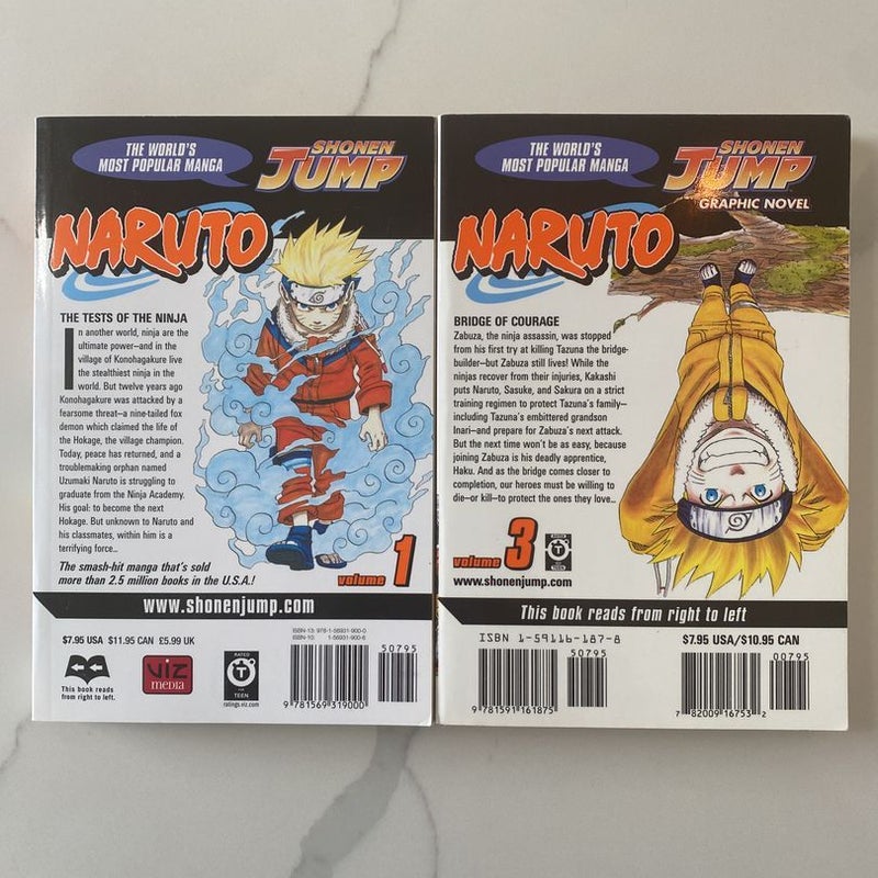 Naruto, Vol. 1, Vol. 3, Vol. 5, Vol. 7, & Vol. 8