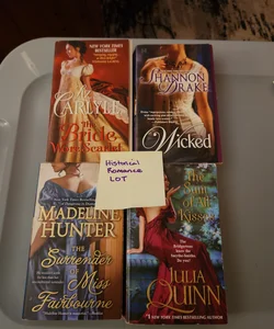 Romance LOT-historical romance Wicked, Surrender of Miss Fairbourne, The Sum of all Kisses and The Bride Wore Scarlet