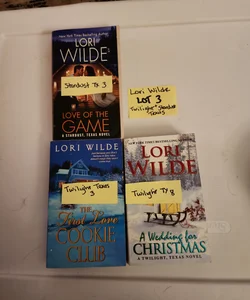 Lori Wilde LOT #3/ The First Love Cookie Club (twilight 3), a Wedding for Christmas (twilight 8) & Love of the Game (stardust 3)